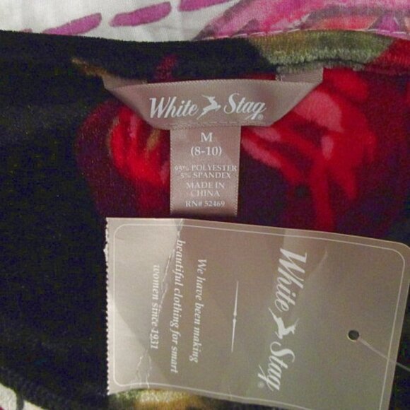 NWT White Stag VELVET Blouse Size M TUNIC Top 3/4 SLEEVE Velour FLORAL Oversized - Picture 6 of 9